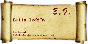 Bulla Irén névjegykártya